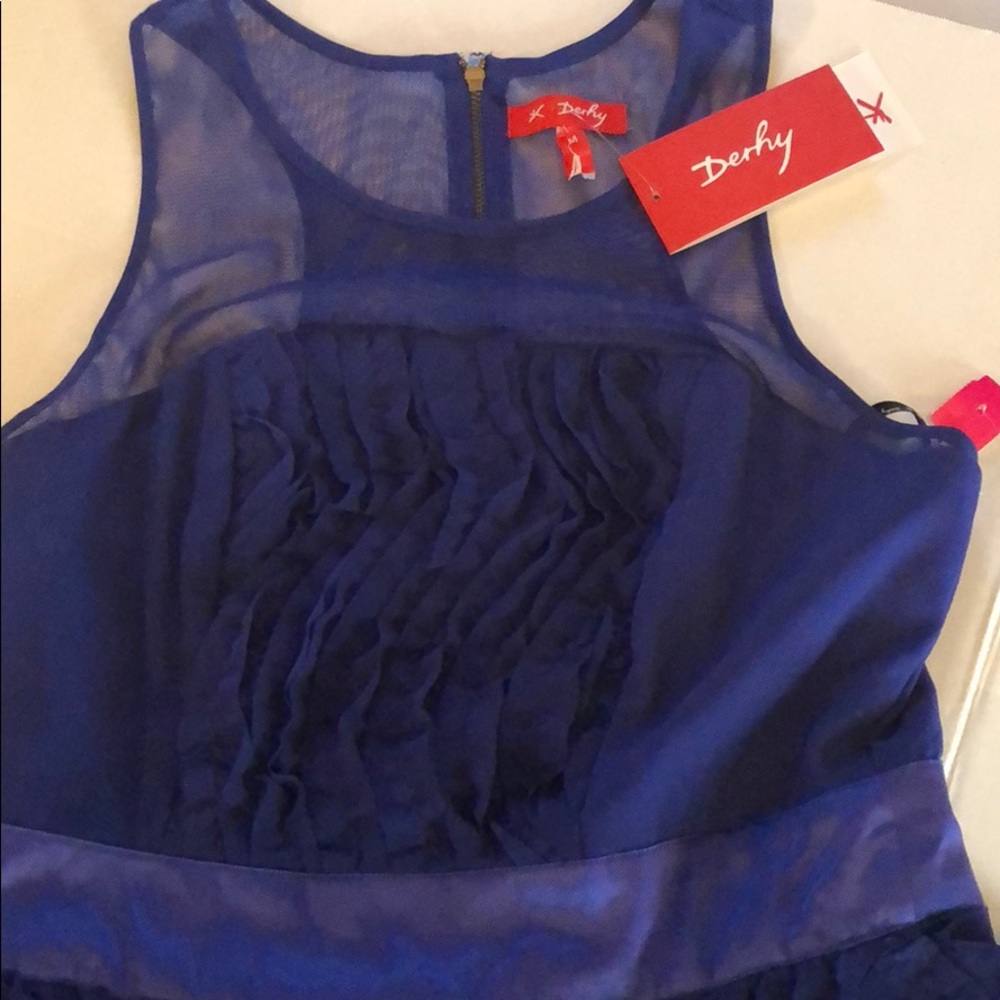 NWT Derhy Blue Ruffle Dress - Picture 3 of 5